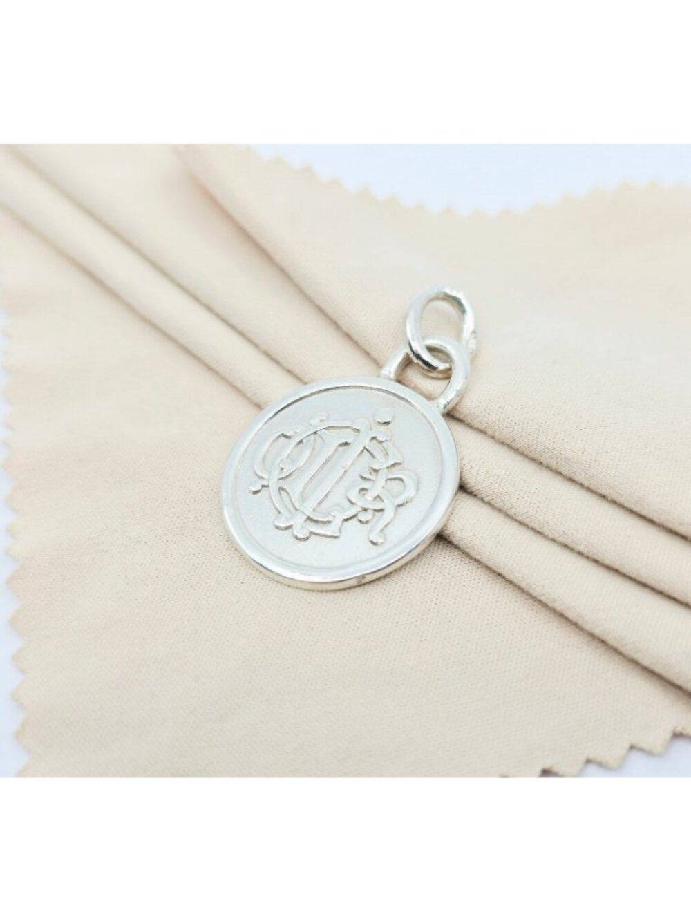 Vintage Solid 925 Sterling Silver Designer Christian Dior Round Charm Pendant - Picture 3 of 12